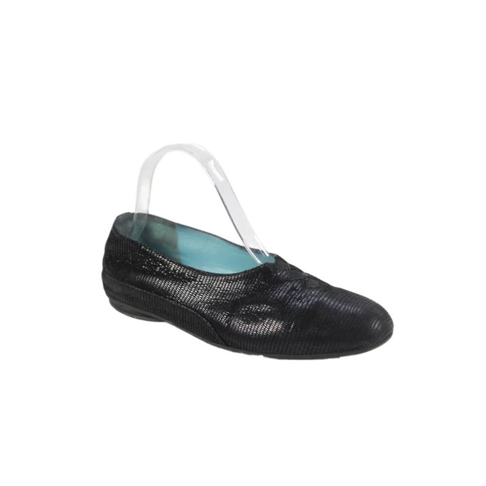 Thierry Rabotin Womens Lizard Print Slide On Ballet Flats Black Size 36 6